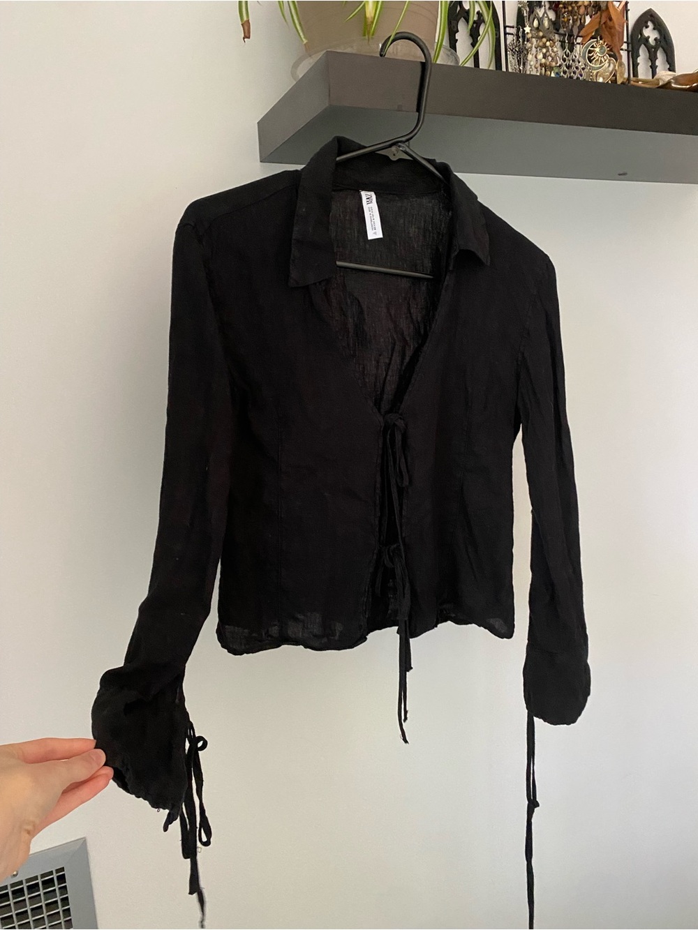 100% cotton Zara Tie Front Blouse